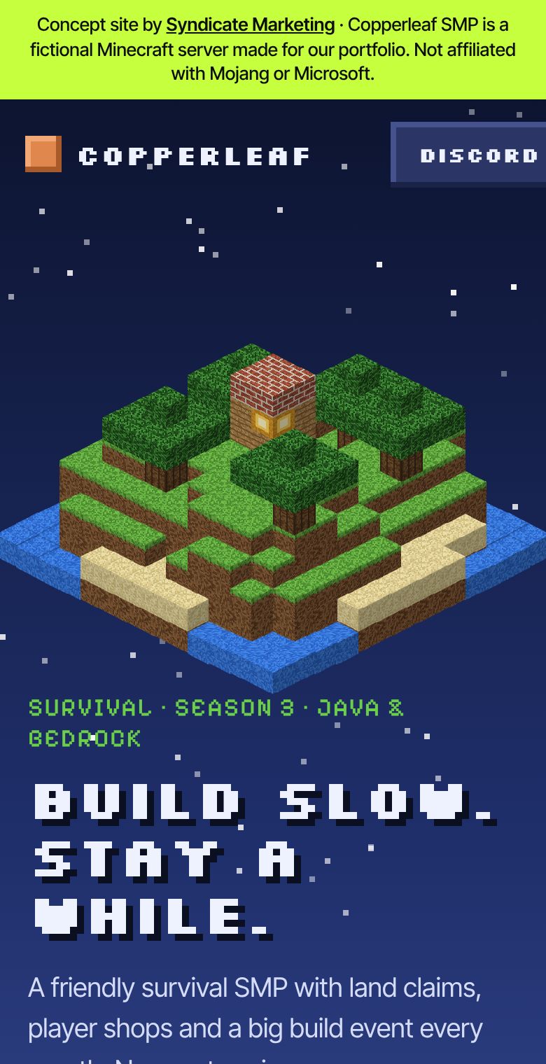 Copperleaf SMP concept website on a phone